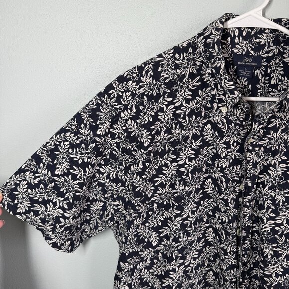 Brooks Brothers 346 Mens Hawaiian Floral Button Down Shirt Large Blue/White - Picture 6 of 9